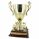 16 INCH GOLD METAL TURKEY BOWL TROPHY ON WALNUT FINISH BASE