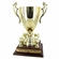 16 INCH GOLD METAL TURKEY BOWL TROPHY ON WALNUT FINISH BASE