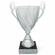 16 INCH ITALIAN SILVER TROPHY CUP SWIRL PATTERN ON BLACK MARBLE BASE