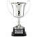 16 INCH POLISHED SILVER ITALIAN TROPHY CUP ON EBONY FINISH WOOD BASE