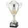 17-1/2 INCH ITALIAN TWO-TONE SILVER AND GOLD TROPHY CUP ON BLACK BASE