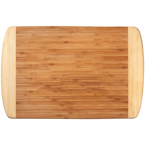 17-3/4 X 11-3/4 INCH LARGE GENUINE BAMBOO TWO TONE CUTTING BOARD