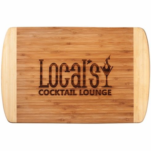 17-3/4 X 11-3/4 INCH LARGE GENUINE BAMBOO TWO TONE CUTTING BOARD