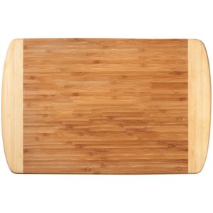 17-3/4 X 11-3/4 INCH LARGE GENUINE BAMBOO TWO TONE CUTTING BOARD
