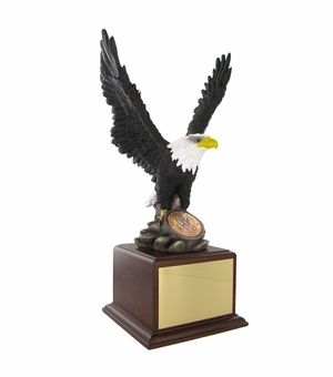 17 INCH EAGLE TROPHY, HAND PAINTED, HOLDS 2 INCH INSERT