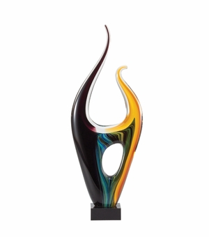 17 INCH HAND BLOWN ART GLASS SCULPTURE SWIRL PATTERN AWARD