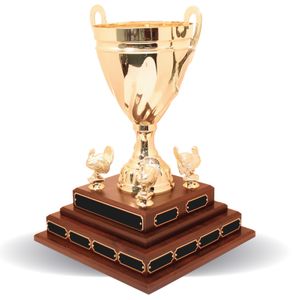 17 INCH PERPETUAL TURKEY BOWL TROPHY ON WALNUT FINISH BASE
