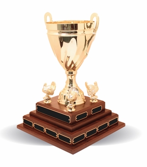 17 INCH PERPETUAL TURKEY BOWL TROPHY ON WALNUT FINISH BASE