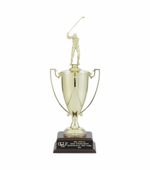 18-1/2 INCH TROPHY WITH 10 INCH GOLD CUP TAKES INSERT