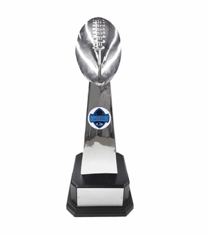 18-1/4 INCH HEIGHT BRIGHT SILVER BALL PERPETUAL FANTASY FOOTBALL TROPHY