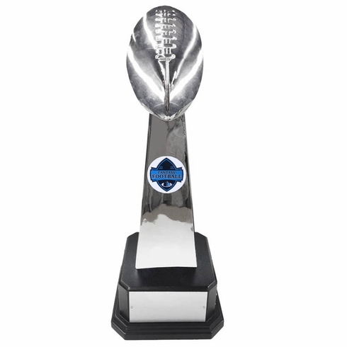 18-1/4 INCH HEIGHT BRIGHT SILVER BALL PERPETUAL FANTASY FOOTBALL TROPHY