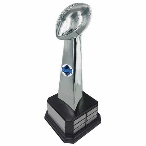 18-1/4 INCH HEIGHT BRIGHT SILVER BALL PERPETUAL FANTASY FOOTBALL TROPHY