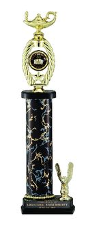 18, 19, 20 INCH ONE COLUMN TROPHY WITH EAGLE TRIM HOLDS 2 INCH INSERT