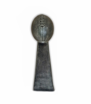 18 INCH ANTIQUE SILVER RESIN LARGE CHAMPIONSHIP FOOTBALL TROPHY 