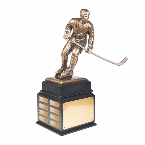 18 INCH ELECTROPLATED BRONZE HOCKEY FIGURE PERPETUAL TROPHY