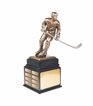 18 INCH ELECTROPLATED BRONZE HOCKEY FIGURE PERPETUAL TROPHY