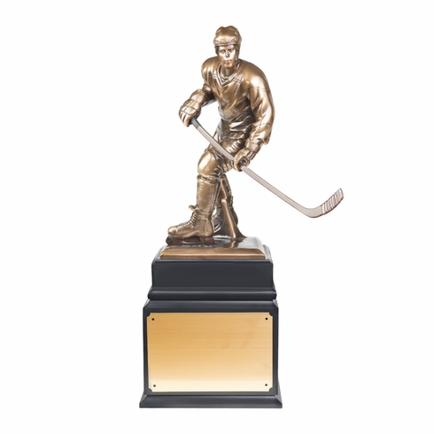 18 INCH ELECTROPLATED BRONZE HOCKEY FIGURE TROPHY