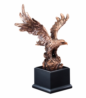19-1/2 INCH BRONZE ELECTROPLATED AMERICAN EAGLE ON BLACK BASE