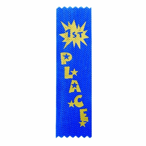 1ST PLACE 1-5/8 X 6 BLUE STOCK RIBBON