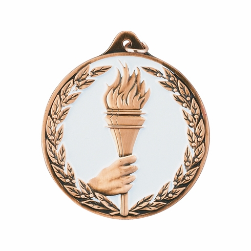 2-1/2 Inch Enameled Die-Cast Achievement Medal in Bronze