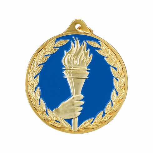 2-1/2 Inch Enameled Die-Cast Achievement Medal in Gold