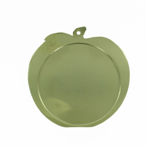 2-1/2 INCH APPLE SHAPED GOLD MEDAL FRAME, HOLDS 2 INCH INSERT