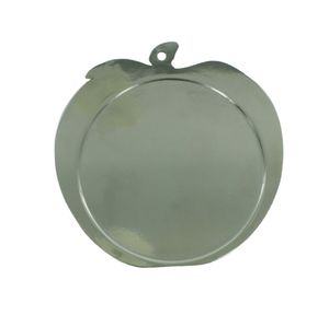 2-1/2 INCH APPLE SHAPED SILVER MEDAL FRAME, HOLDS 2 INCH INSERT