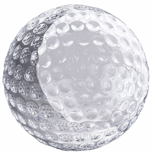 2-1/2 INCH OPTICAL CRYSTAL GOLF BALL PAPERWEIGHT AWARD