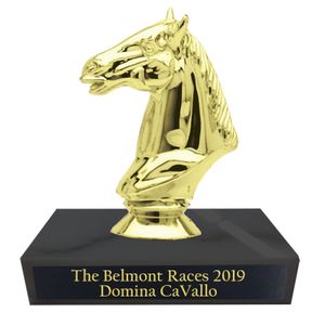 4 INCH HEIGHT HORSE HEAD TROPHY ON GENUINE BLACK MARBLE