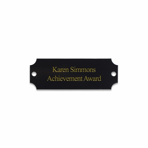 2-1/2 x 7/8 Inch Black Brass Perpetual Engraving Plate With Notched Corners