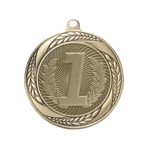 2-1/4 Inch 1st Place Medal in Antique Gold with Insert