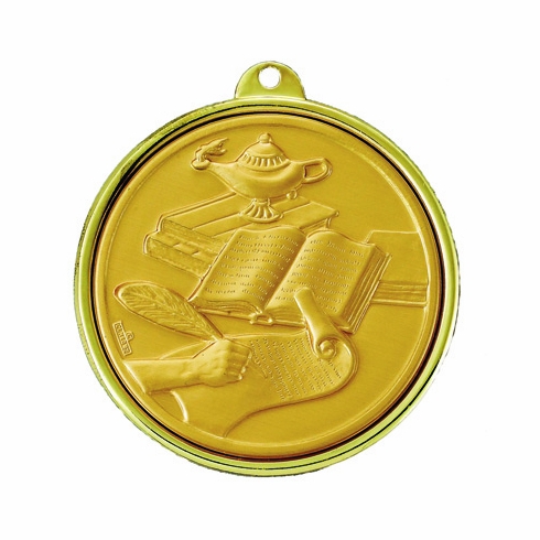 2-1/4 Inch Academic Achievement Medal with Insert in Gold, Silver, or Bronze