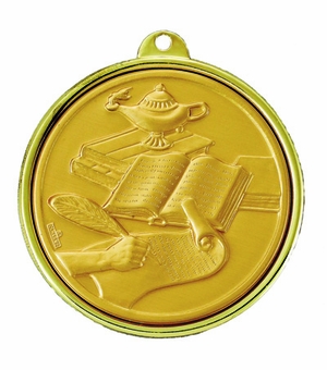 2-1/4 Inch Academic Achievement Medal with Insert in Gold, Silver, or Bronze