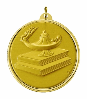 2-1/4 Inch Academic Medal with Insert in Gold, Silver, or Bronze