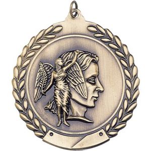 1-3/4 Inch 3D Achievement Medal in Brass, Silver, or Bronze with Customizable Back