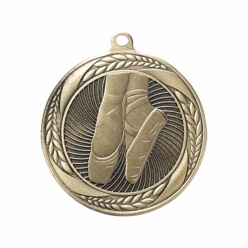 2-1/4 Inch Ballet Themed Medal in Antique Gold with Insert