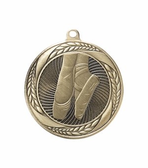 2-1/4 Inch Ballet Themed Medal in Antique Gold with Insert