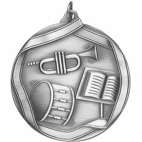 2-1/4 Inch 3D Die-Cast Band Themed Medal in Antique Brass, Silver, or Bronze