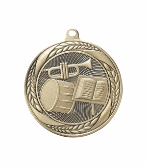 2-1/4 Inch Band Medal in Antique Gold with Insert