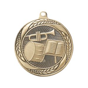 2-1/4 Inch Band Medal in Antique Gold with Insert