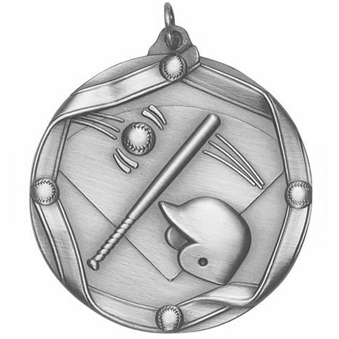 2-1/4 Inch 3D Die-Cast Baseball Medal in Antique Brass, Silver, or Bronze