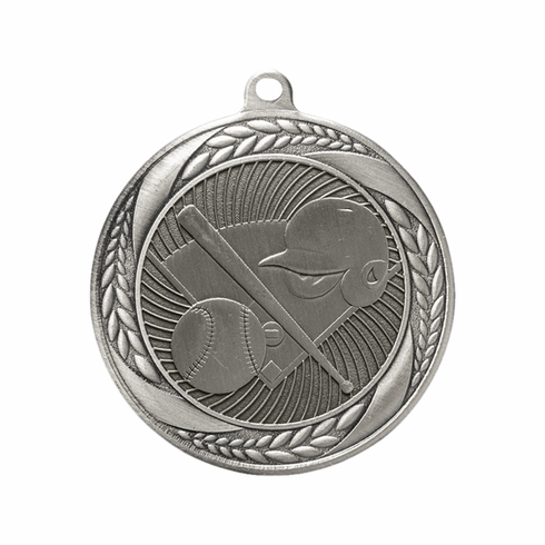 2-1/4 Inch Baseball Medal in Antique Gold, Silver, or Bronze with Insert