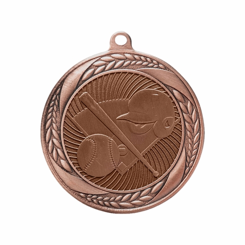 2-1/4 Inch Baseball Medal in Antique Gold, Silver, or Bronze with Insert