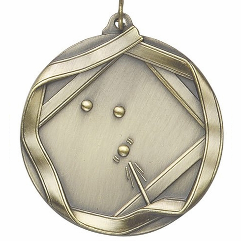 2-1/4 Inch 3D Die-Cast Billiards Themed Medal in Antique Brass, Silver, or Bronze