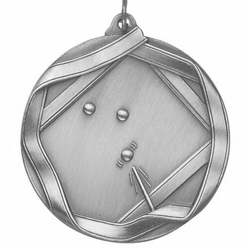 2-1/4 Inch 3D Die-Cast Billiards Themed Medal in Antique Brass, Silver, or Bronze