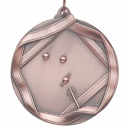 2-1/4 Inch 3D Die-Cast Billiards Themed Medal in Antique Brass, Silver, or Bronze