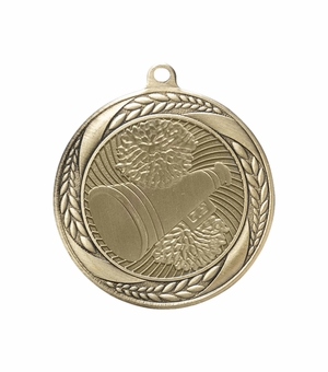 2-1/4 Inch Cheerleading Medal in Antique Gold with Insert