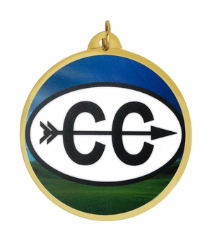 2-1/4 Inch in Diameter Round Gold Sports Medal with '1st Place' Mylar Front and Customizable Back