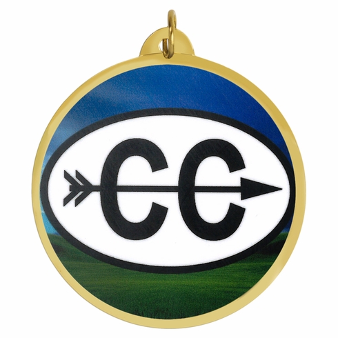 2-1/4 Inch in Diameter Round Gold Sports Medal with '1st Place' Mylar Front and Customizable Back