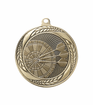 2-1/4 Inch Darts Medal in Antique Gold, Silver, or Bronze with Insert